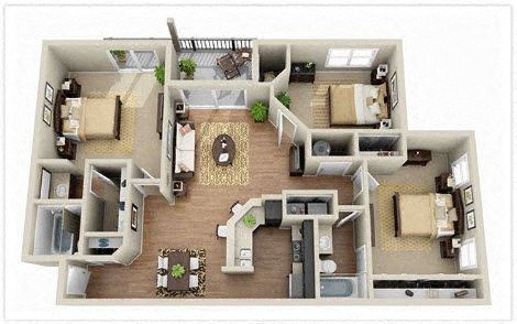 a floor plan of a house with a bedroom and a living room a floor plan of a house with a bedroom and a living room at Elme Druid Hills, Georgia, 30329